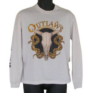OUTLAWS Concert Tshirt, M, White Long Sleeve 1988, Vintage 80s, Southern Rock